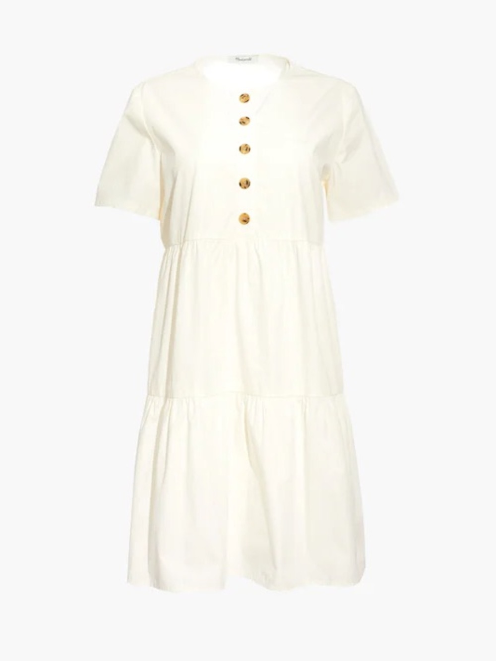 Madewell Women’s Off-White 100% Cotton Short-Sleeve Tiered Mini Dress XL NWT - Picture 4 of 14